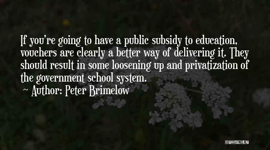 Peter Brimelow Quotes: If You're Going To Have A Public Subsidy To Education, Vouchers Are Clearly A Better Way Of Delivering It. They