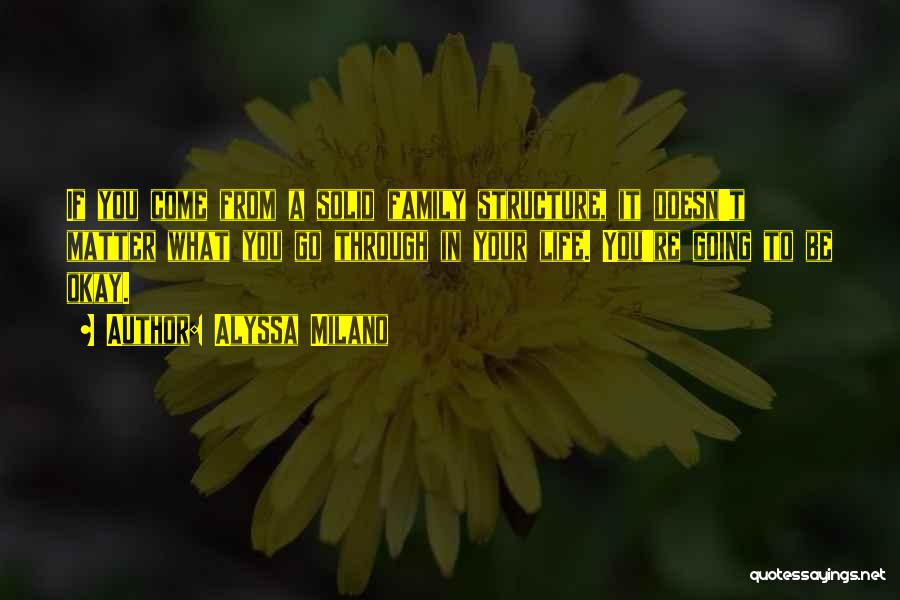 Alyssa Milano Quotes: If You Come From A Solid Family Structure, It Doesn't Matter What You Go Through In Your Life. You're Going