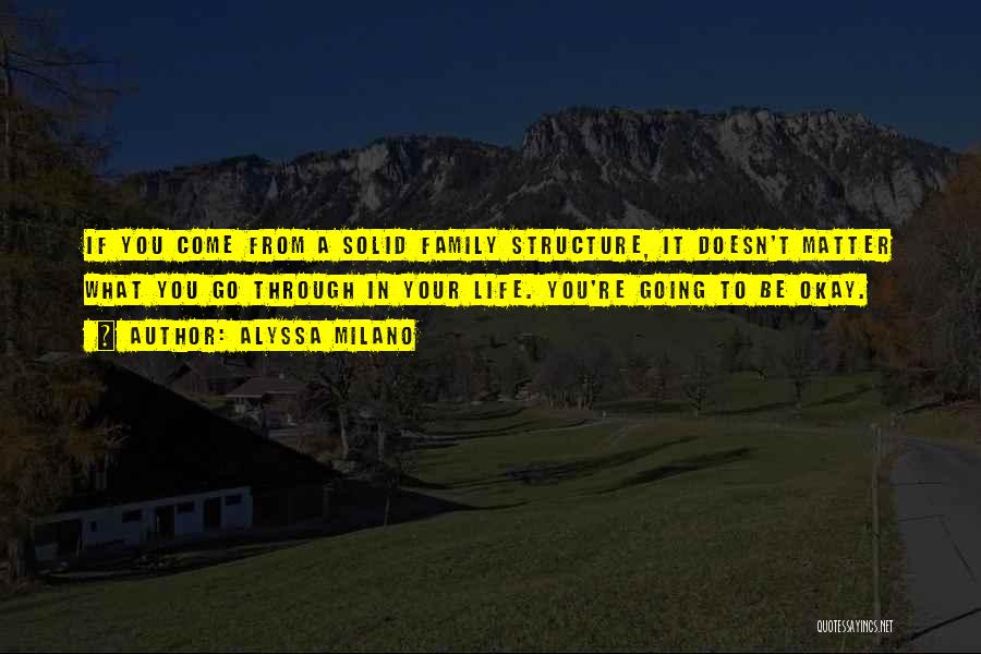 Alyssa Milano Quotes: If You Come From A Solid Family Structure, It Doesn't Matter What You Go Through In Your Life. You're Going