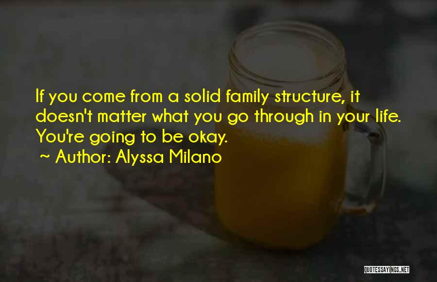 Alyssa Milano Quotes: If You Come From A Solid Family Structure, It Doesn't Matter What You Go Through In Your Life. You're Going
