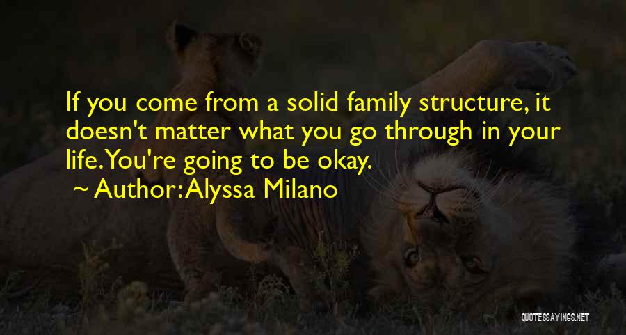 Alyssa Milano Quotes: If You Come From A Solid Family Structure, It Doesn't Matter What You Go Through In Your Life. You're Going