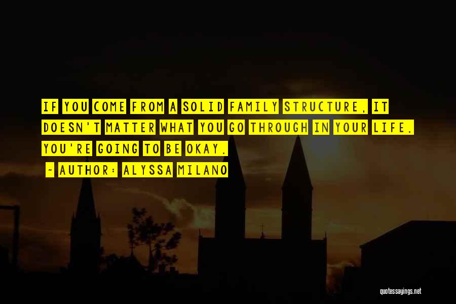 Alyssa Milano Quotes: If You Come From A Solid Family Structure, It Doesn't Matter What You Go Through In Your Life. You're Going