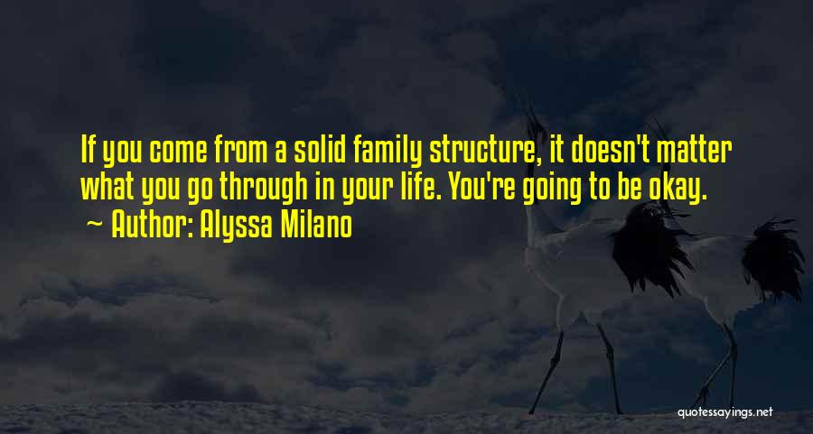 Alyssa Milano Quotes: If You Come From A Solid Family Structure, It Doesn't Matter What You Go Through In Your Life. You're Going