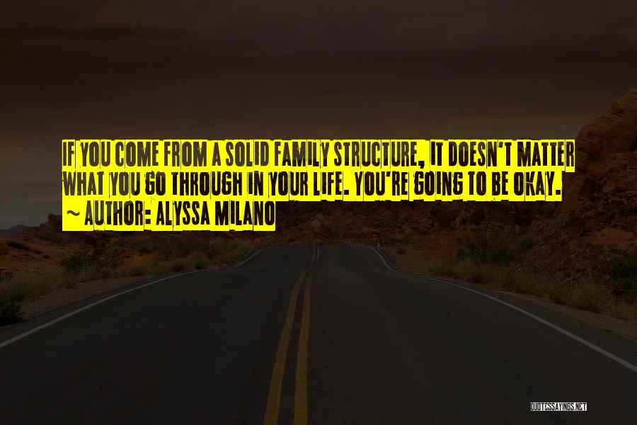 Alyssa Milano Quotes: If You Come From A Solid Family Structure, It Doesn't Matter What You Go Through In Your Life. You're Going