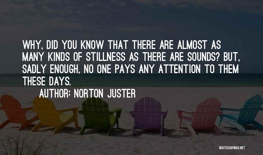 Norton Juster Quotes: Why, Did You Know That There Are Almost As Many Kinds Of Stillness As There Are Sounds? But, Sadly Enough,