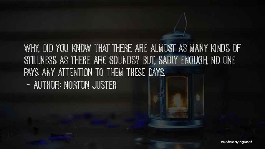Norton Juster Quotes: Why, Did You Know That There Are Almost As Many Kinds Of Stillness As There Are Sounds? But, Sadly Enough,