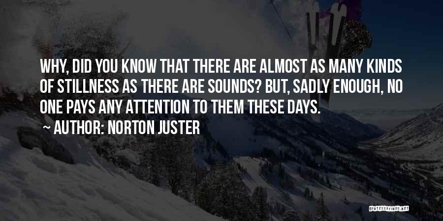 Norton Juster Quotes: Why, Did You Know That There Are Almost As Many Kinds Of Stillness As There Are Sounds? But, Sadly Enough,