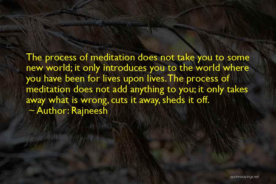 Rajneesh Quotes: The Process Of Meditation Does Not Take You To Some New World; It Only Introduces You To The World Where