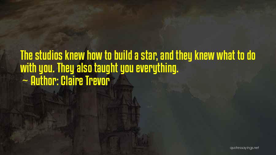Claire Trevor Quotes: The Studios Knew How To Build A Star, And They Knew What To Do With You. They Also Taught You