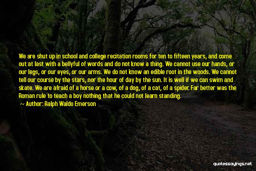 Ralph Waldo Emerson Quotes: We Are Shut Up In School And College Recitation Rooms For Ten To Fifteen Years, And Come Out At Last