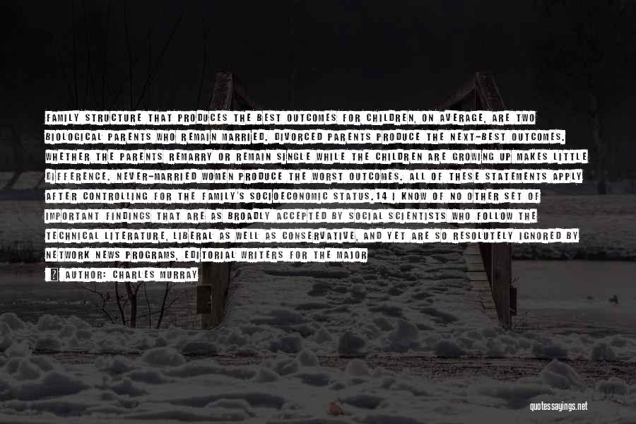 Charles Murray Quotes: Family Structure That Produces The Best Outcomes For Children, On Average, Are Two Biological Parents Who Remain Married. Divorced Parents