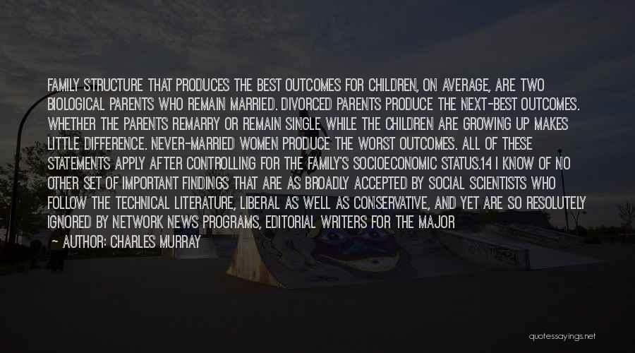 Charles Murray Quotes: Family Structure That Produces The Best Outcomes For Children, On Average, Are Two Biological Parents Who Remain Married. Divorced Parents