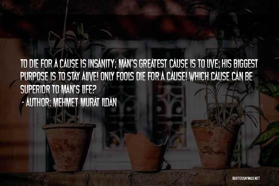 Mehmet Murat Ildan Quotes: To Die For A Cause Is Insanity; Man's Greatest Cause Is To Live; His Biggest Purpose Is To Stay Alive!