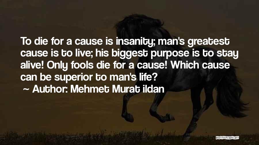 Mehmet Murat Ildan Quotes: To Die For A Cause Is Insanity; Man's Greatest Cause Is To Live; His Biggest Purpose Is To Stay Alive!