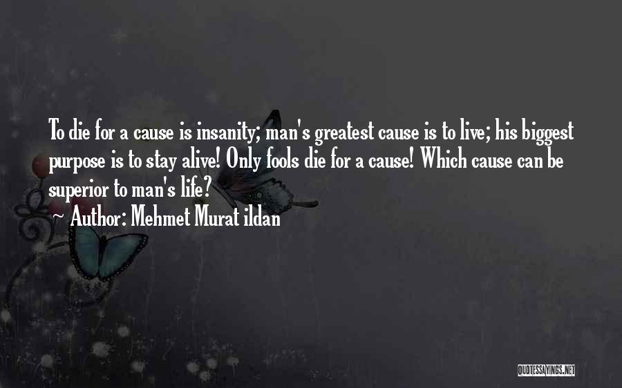 Mehmet Murat Ildan Quotes: To Die For A Cause Is Insanity; Man's Greatest Cause Is To Live; His Biggest Purpose Is To Stay Alive!