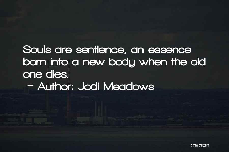 Jodi Meadows Quotes: Souls Are Sentience, An Essence Born Into A New Body When The Old One Dies.