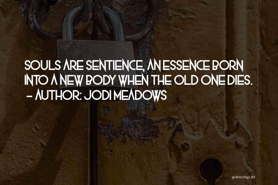 Jodi Meadows Quotes: Souls Are Sentience, An Essence Born Into A New Body When The Old One Dies.