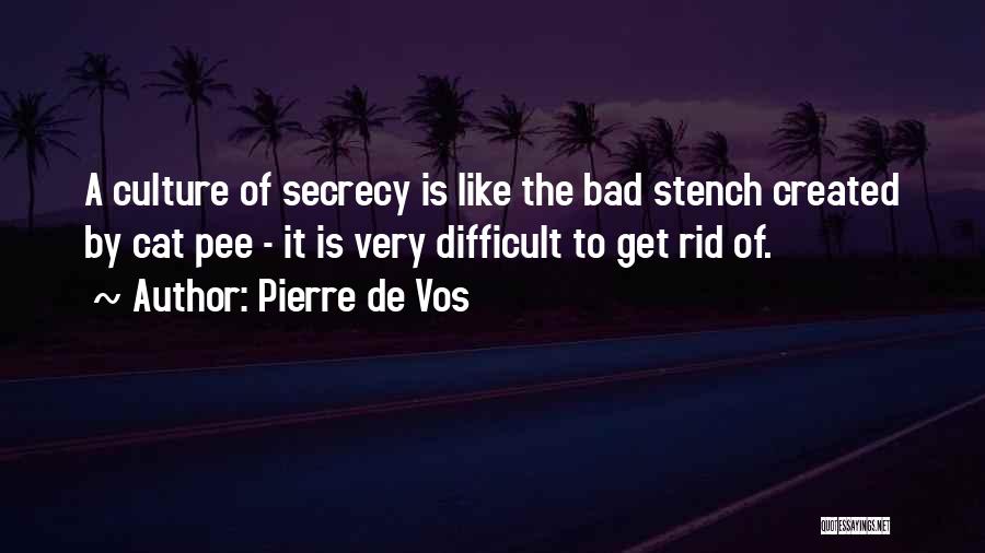 Pierre De Vos Quotes: A Culture Of Secrecy Is Like The Bad Stench Created By Cat Pee - It Is Very Difficult To Get