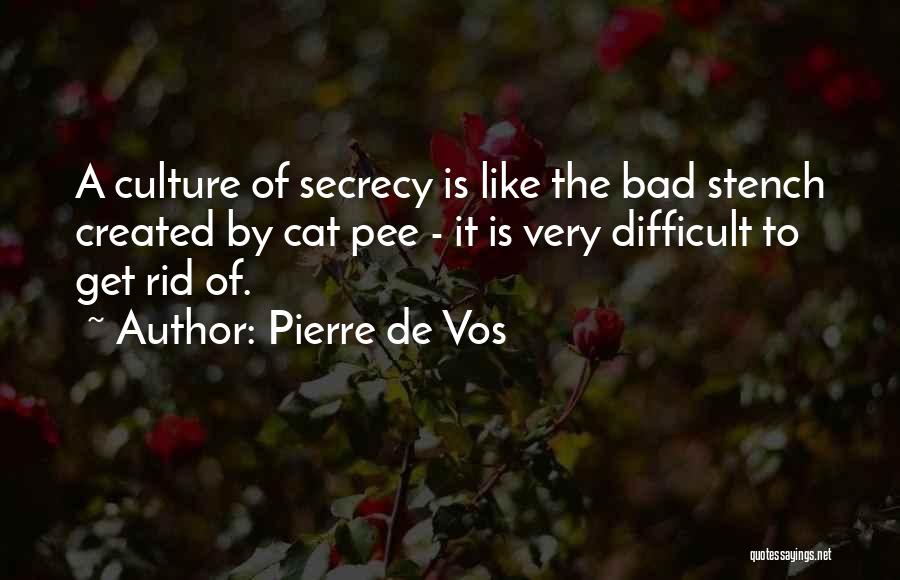 Pierre De Vos Quotes: A Culture Of Secrecy Is Like The Bad Stench Created By Cat Pee - It Is Very Difficult To Get