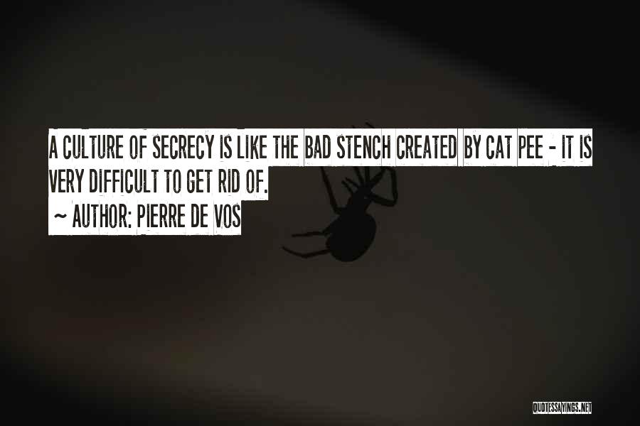 Pierre De Vos Quotes: A Culture Of Secrecy Is Like The Bad Stench Created By Cat Pee - It Is Very Difficult To Get