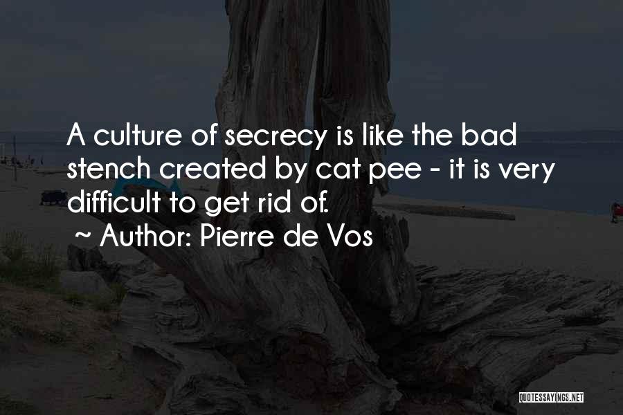Pierre De Vos Quotes: A Culture Of Secrecy Is Like The Bad Stench Created By Cat Pee - It Is Very Difficult To Get