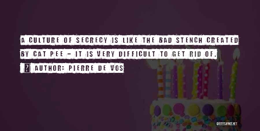 Pierre De Vos Quotes: A Culture Of Secrecy Is Like The Bad Stench Created By Cat Pee - It Is Very Difficult To Get