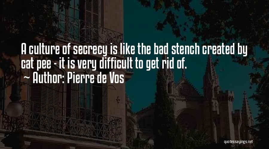 Pierre De Vos Quotes: A Culture Of Secrecy Is Like The Bad Stench Created By Cat Pee - It Is Very Difficult To Get