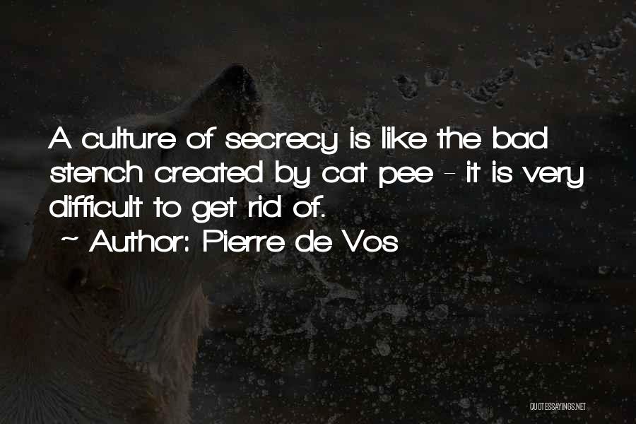 Pierre De Vos Quotes: A Culture Of Secrecy Is Like The Bad Stench Created By Cat Pee - It Is Very Difficult To Get