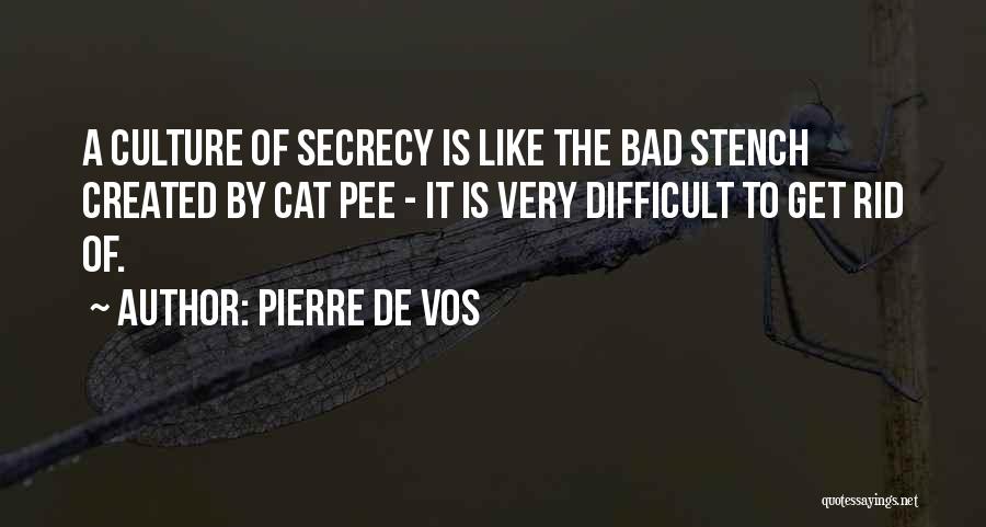 Pierre De Vos Quotes: A Culture Of Secrecy Is Like The Bad Stench Created By Cat Pee - It Is Very Difficult To Get