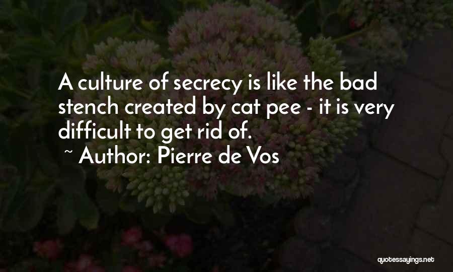 Pierre De Vos Quotes: A Culture Of Secrecy Is Like The Bad Stench Created By Cat Pee - It Is Very Difficult To Get