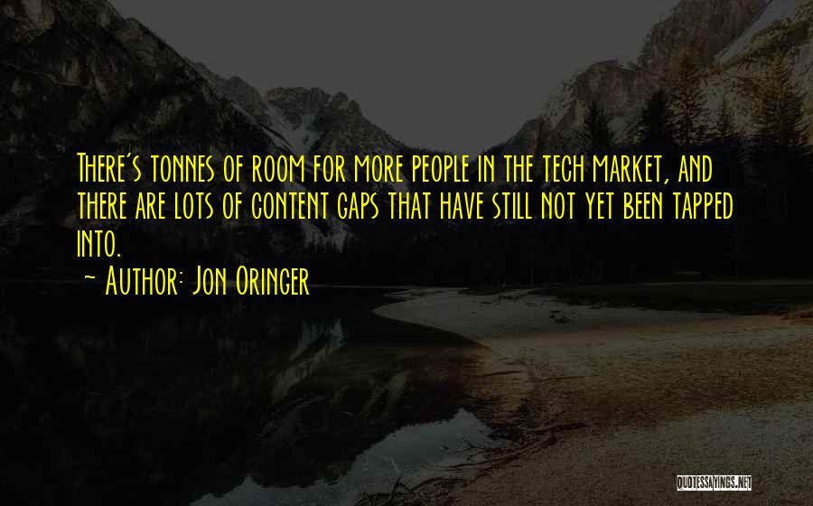 Jon Oringer Quotes: There's Tonnes Of Room For More People In The Tech Market, And There Are Lots Of Content Gaps That Have