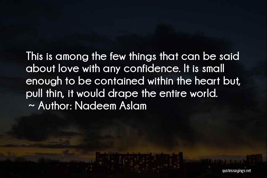 Nadeem Aslam Quotes: This Is Among The Few Things That Can Be Said About Love With Any Confidence. It Is Small Enough To