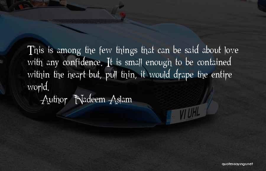 Nadeem Aslam Quotes: This Is Among The Few Things That Can Be Said About Love With Any Confidence. It Is Small Enough To