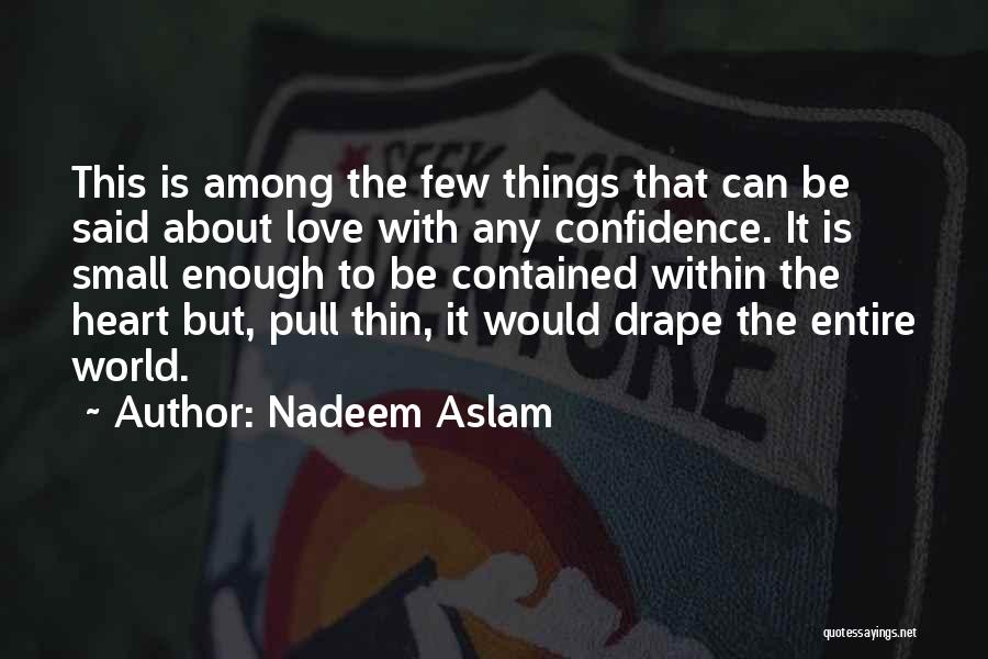 Nadeem Aslam Quotes: This Is Among The Few Things That Can Be Said About Love With Any Confidence. It Is Small Enough To