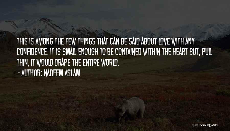 Nadeem Aslam Quotes: This Is Among The Few Things That Can Be Said About Love With Any Confidence. It Is Small Enough To