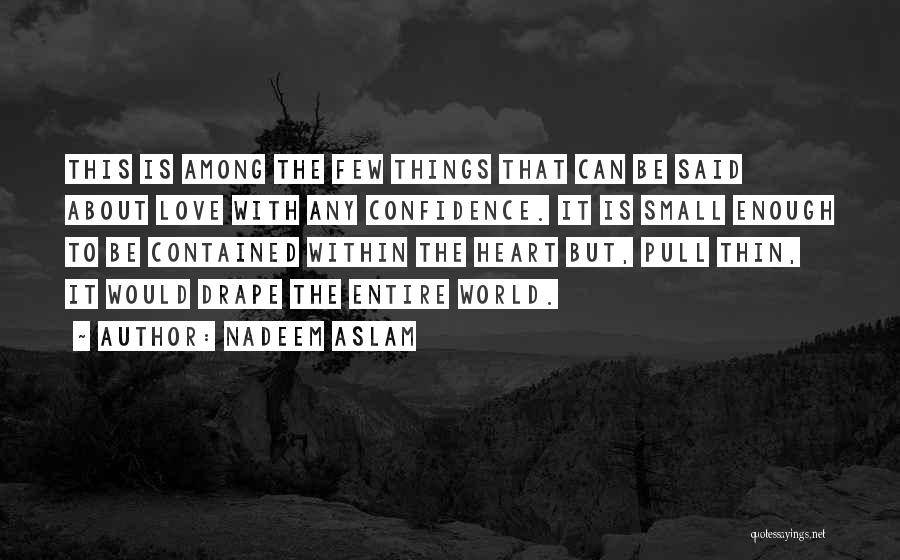 Nadeem Aslam Quotes: This Is Among The Few Things That Can Be Said About Love With Any Confidence. It Is Small Enough To