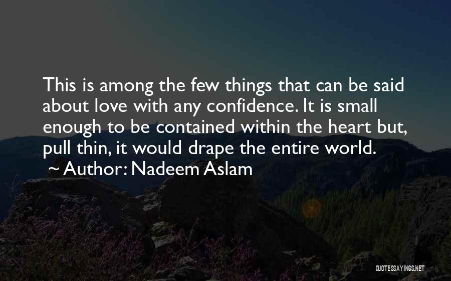 Nadeem Aslam Quotes: This Is Among The Few Things That Can Be Said About Love With Any Confidence. It Is Small Enough To