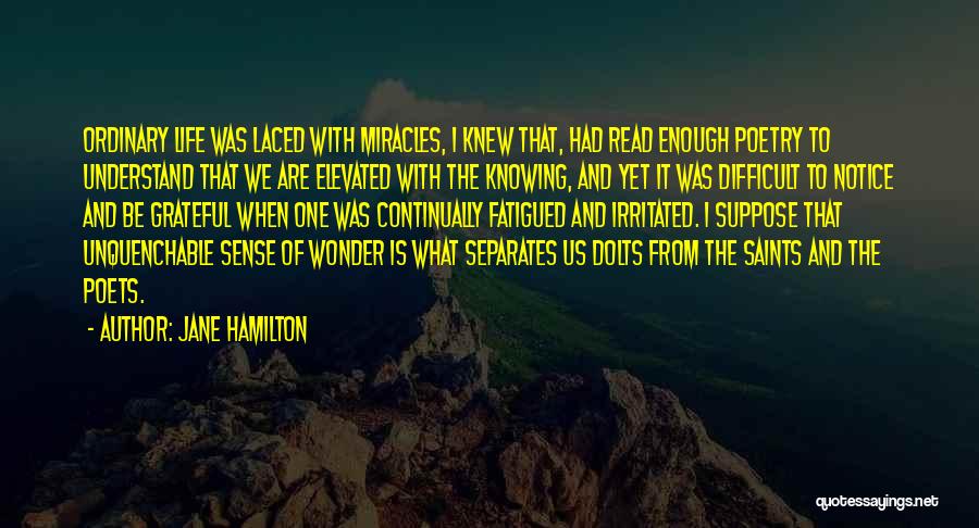 Jane Hamilton Quotes: Ordinary Life Was Laced With Miracles, I Knew That, Had Read Enough Poetry To Understand That We Are Elevated With