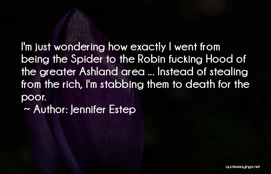 Jennifer Estep Quotes: I'm Just Wondering How Exactly I Went From Being The Spider To The Robin Fucking Hood Of The Greater Ashland