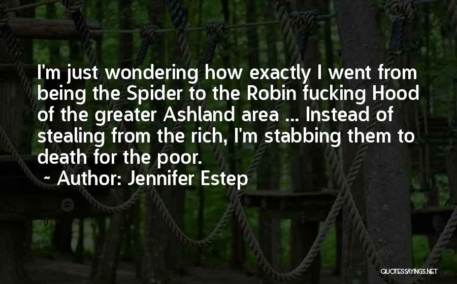 Jennifer Estep Quotes: I'm Just Wondering How Exactly I Went From Being The Spider To The Robin Fucking Hood Of The Greater Ashland