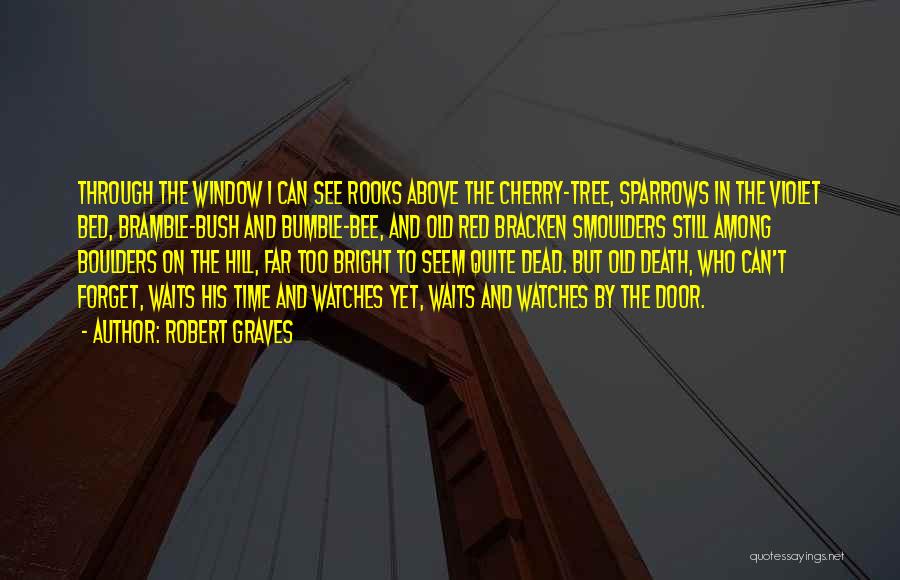 Robert Graves Quotes: Through The Window I Can See Rooks Above The Cherry-tree, Sparrows In The Violet Bed, Bramble-bush And Bumble-bee, And Old