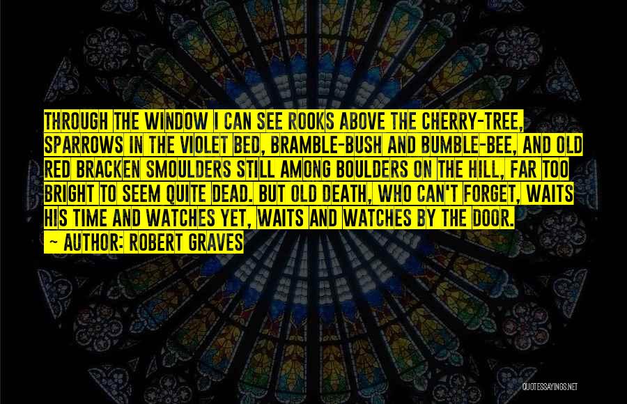 Robert Graves Quotes: Through The Window I Can See Rooks Above The Cherry-tree, Sparrows In The Violet Bed, Bramble-bush And Bumble-bee, And Old