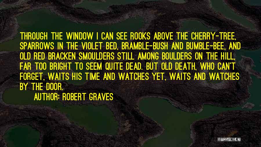 Robert Graves Quotes: Through The Window I Can See Rooks Above The Cherry-tree, Sparrows In The Violet Bed, Bramble-bush And Bumble-bee, And Old