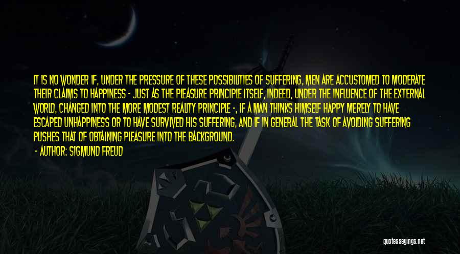 Sigmund Freud Quotes: It Is No Wonder If, Under The Pressure Of These Possibilities Of Suffering, Men Are Accustomed To Moderate Their Claims