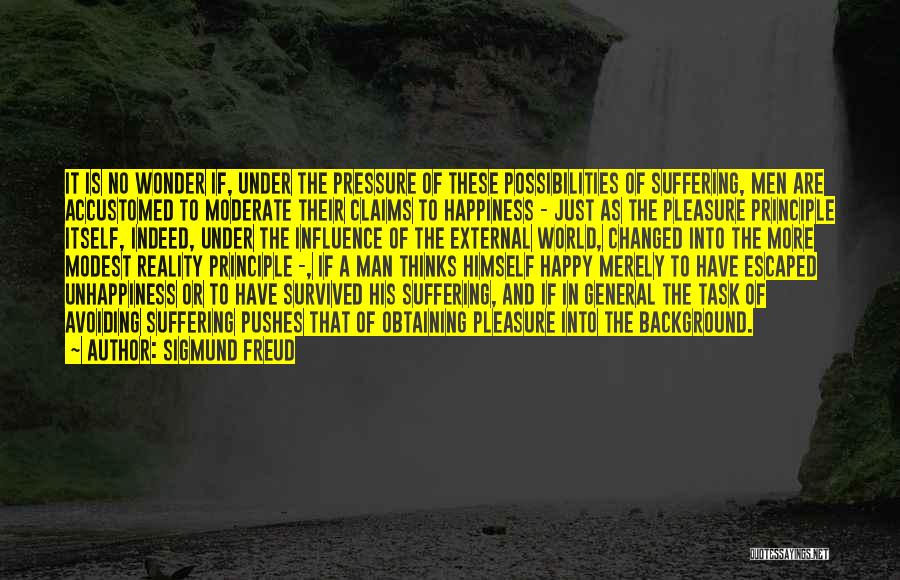 Sigmund Freud Quotes: It Is No Wonder If, Under The Pressure Of These Possibilities Of Suffering, Men Are Accustomed To Moderate Their Claims