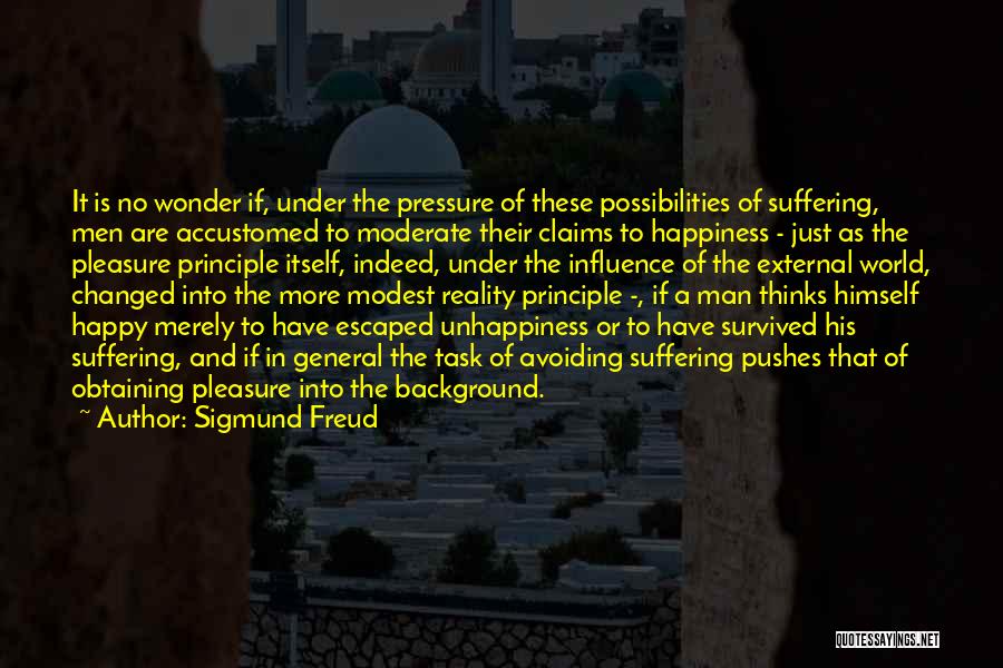 Sigmund Freud Quotes: It Is No Wonder If, Under The Pressure Of These Possibilities Of Suffering, Men Are Accustomed To Moderate Their Claims