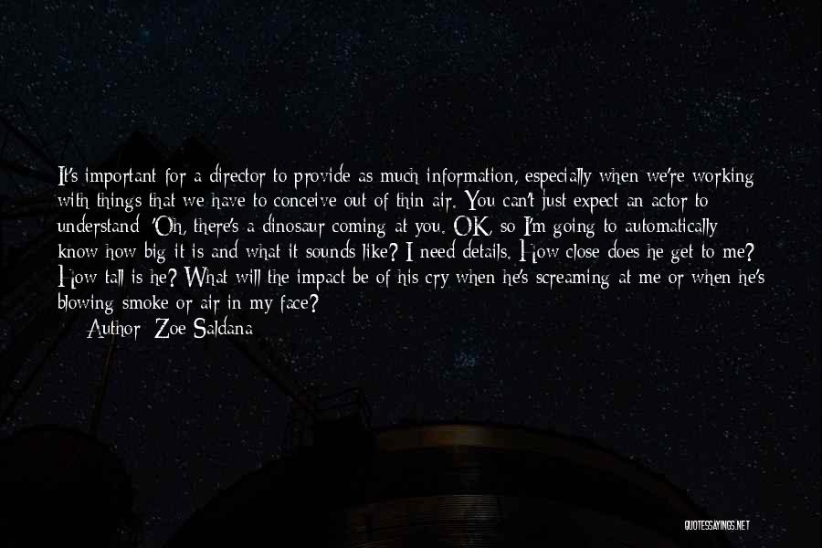 Zoe Saldana Quotes: It's Important For A Director To Provide As Much Information, Especially When We're Working With Things That We Have To