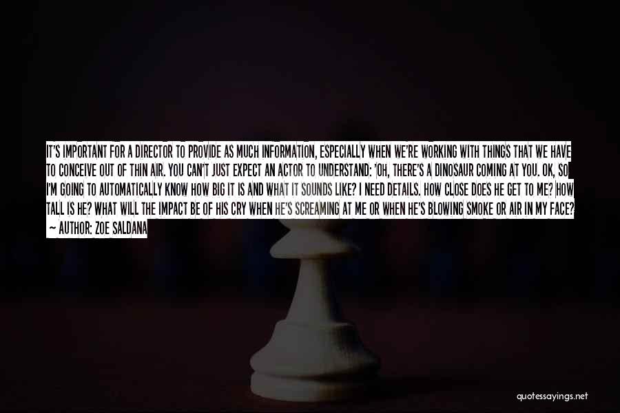 Zoe Saldana Quotes: It's Important For A Director To Provide As Much Information, Especially When We're Working With Things That We Have To