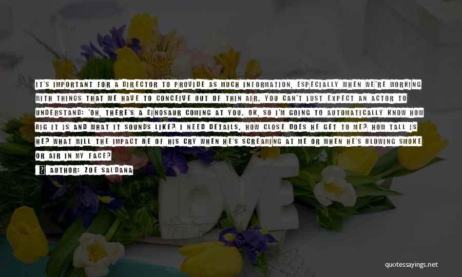 Zoe Saldana Quotes: It's Important For A Director To Provide As Much Information, Especially When We're Working With Things That We Have To
