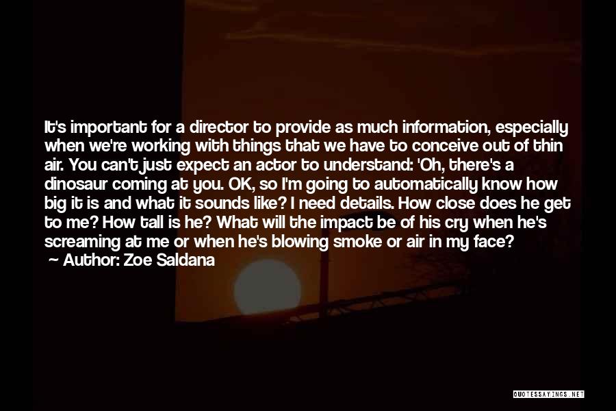 Zoe Saldana Quotes: It's Important For A Director To Provide As Much Information, Especially When We're Working With Things That We Have To